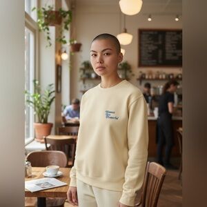 ONEDNA PacSun Women are Powerful Sweatshirt Beige Cotton Crewneck Size Small